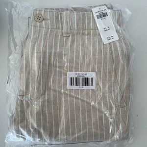 Men's Abercrombie & Fitch Fixed Waist Linen-Blend Pants - Cream Stripe - 32x30